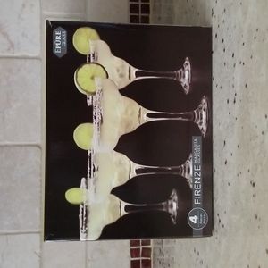NIB Firenze 4 pc Clear Margarita Glasses
